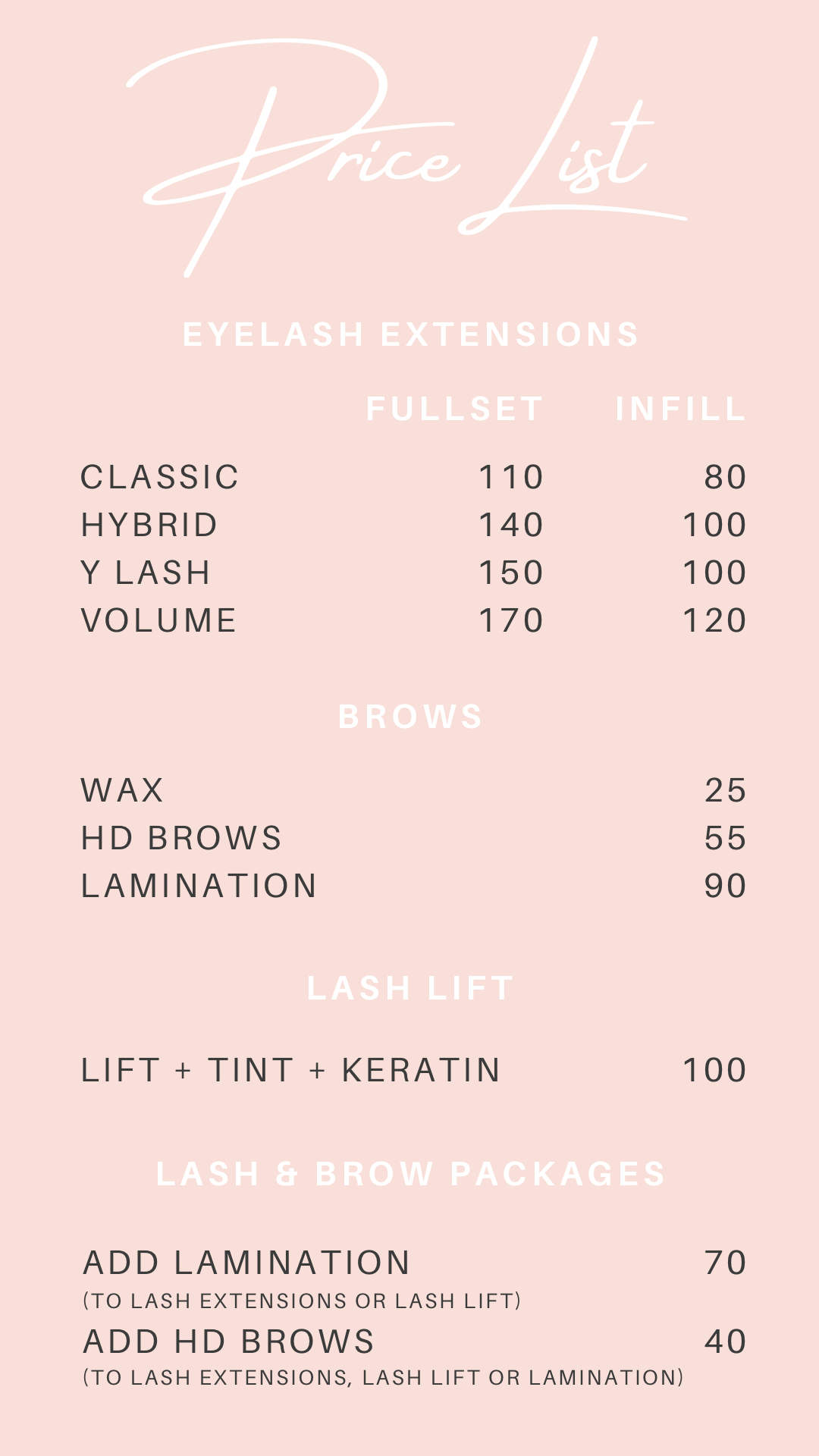 Eyelash extensions clearance price list